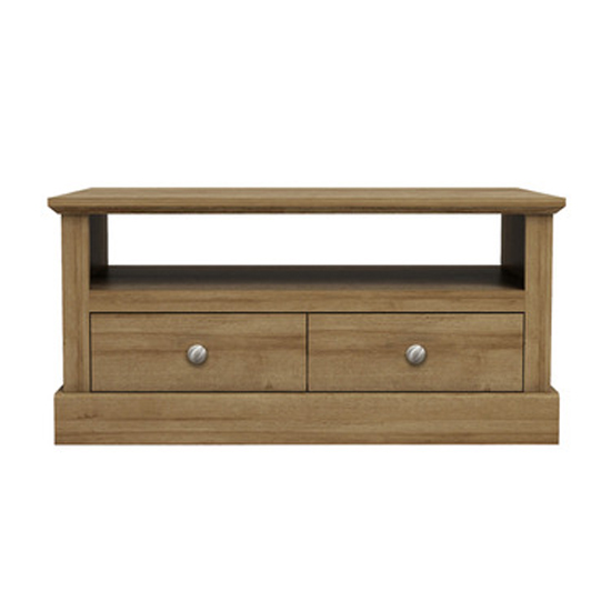 Read more about Devan wooden coffee table with 2 drawers in oak