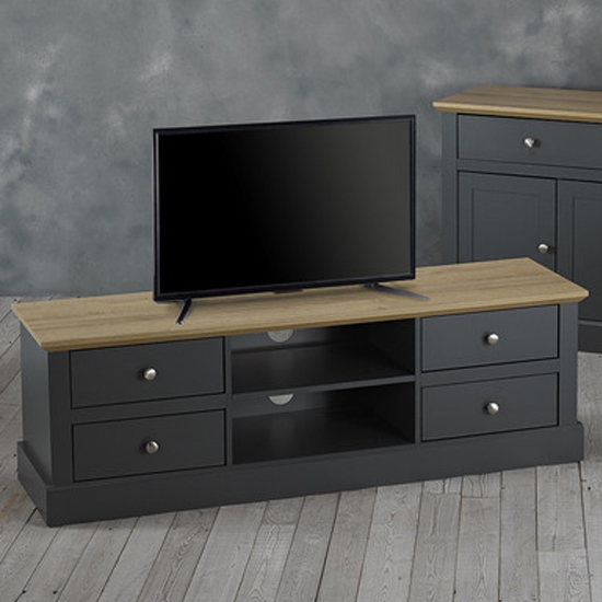 Product photograph of Devan Wooden Tv Stand With 4 Drawers In Charcoal from Furniture in Fashion
