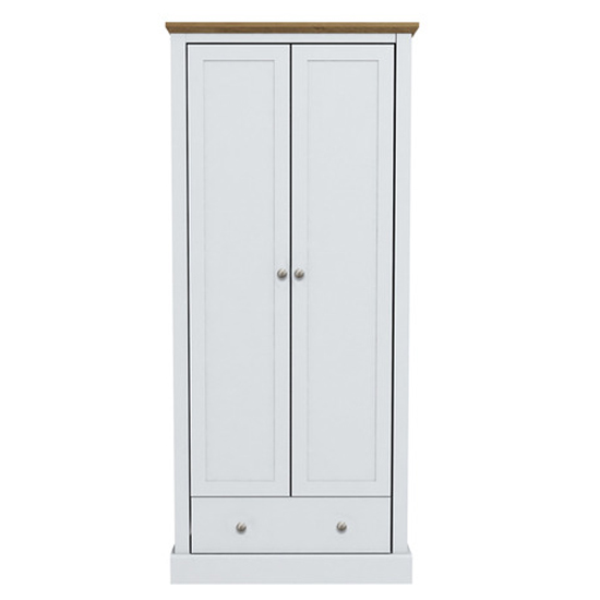 Product photograph of Devan Wooden Wardrobe With 2 Doors And 1 Drawer In White from Furniture in Fashion