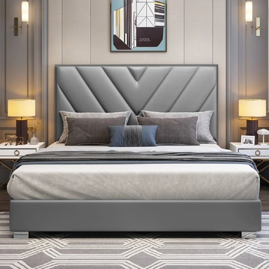 Read more about Dewitt plush velvet small double bed in grey
