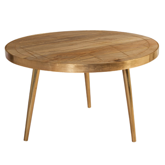 Photo of Dhort round wooden coffee table in natural