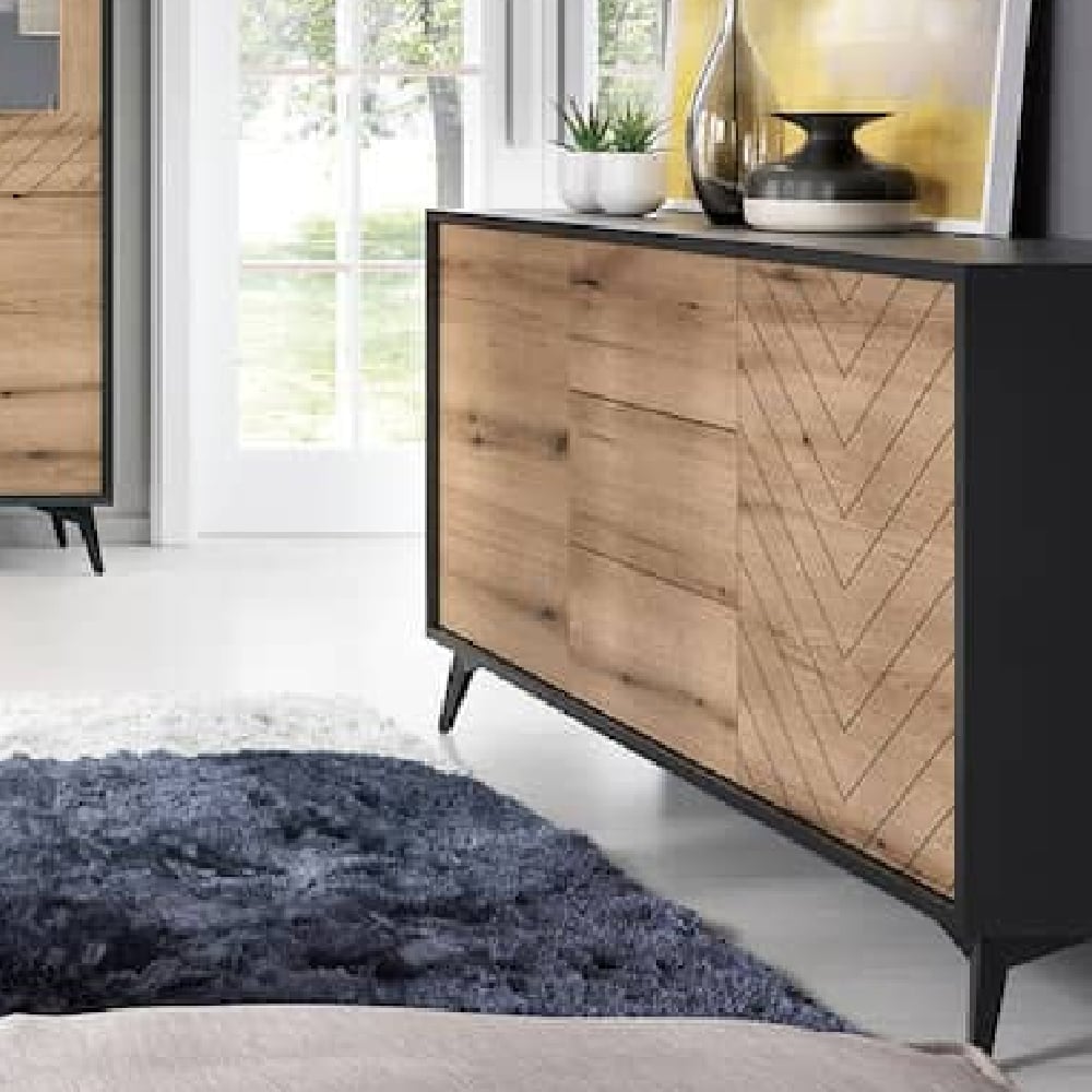 dieppe wooden sideboard 2 doors 3 drawers in evoke oak