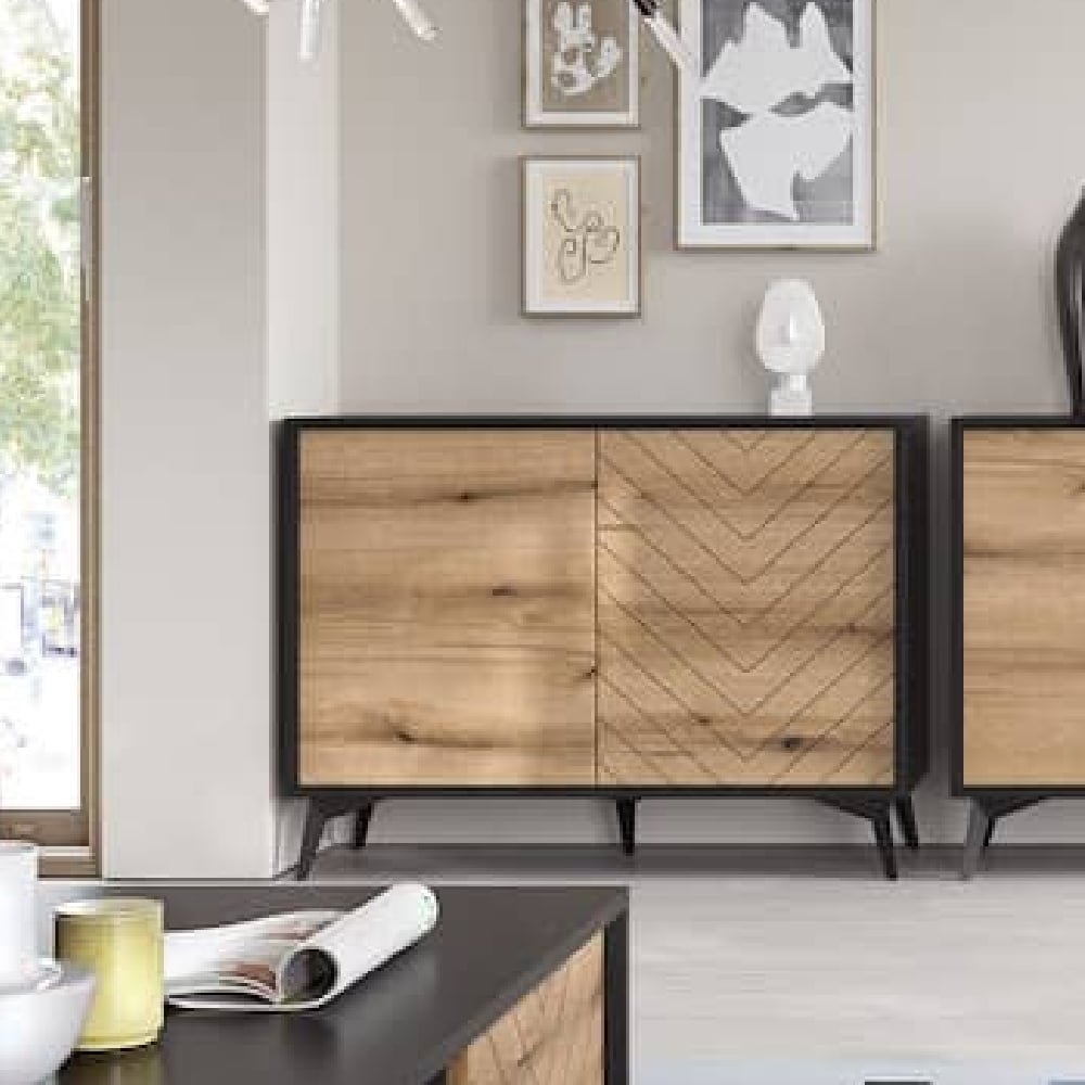 dieppe wooden sideboard with 2 doors in evoke oak