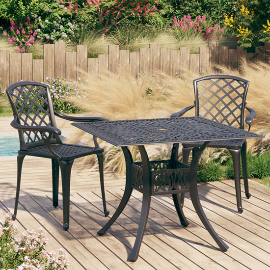 Product photograph of Dillon Cast Aluminium 3 Piece Bistro Set In Black from Furniture in Fashion