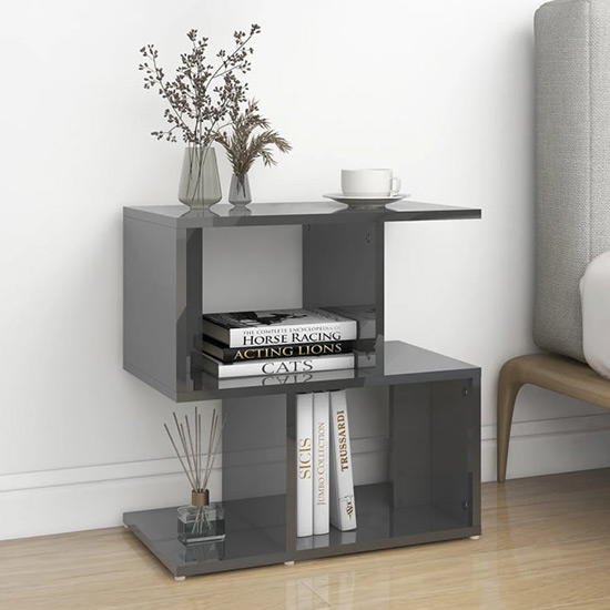Read more about Dimitar high gloss bedside cabinet in grey