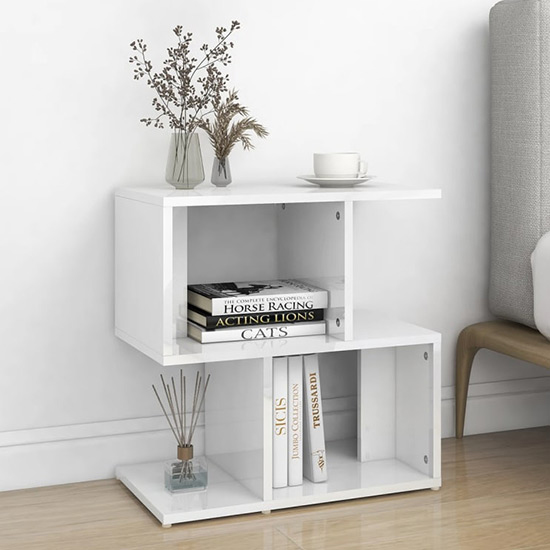 Read more about Dimitar high gloss bedside cabinet in white