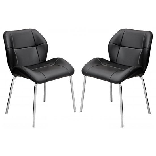 Read more about Dinky bistro black faux leather dining chairs in pair