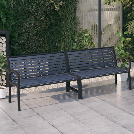 Read more about Dira twin wpc garden seating bench with steel frame in black