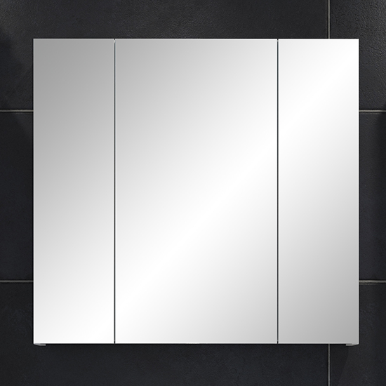 Product photograph of Disuq High Gloss Mirrored Bathroom Cabinet In White from Furniture in Fashion