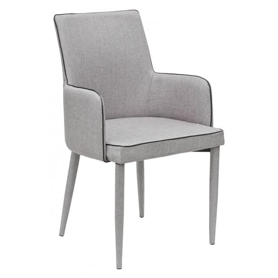 Product photograph of Divina Fabric Upholstered Carver Dining Chair In Grey from Furniture in Fashion