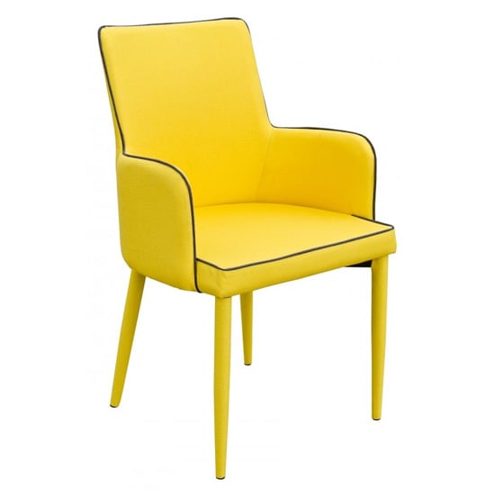 Read more about Divina fabric upholstered carver dining chair in yellow