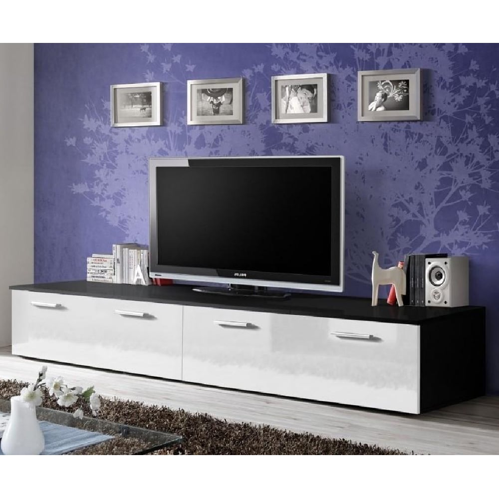 doswell high gloss tv stand with 2 doors in black and white