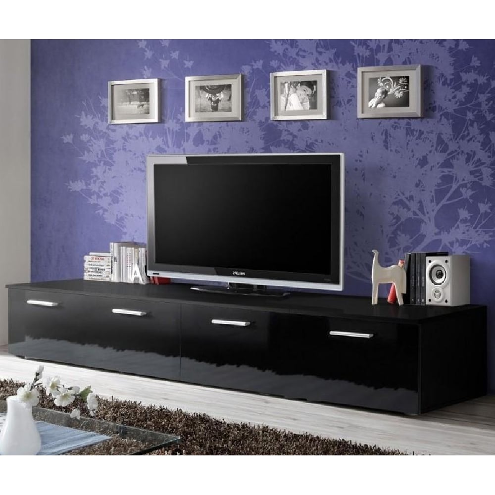 doswell high gloss tv stand with 2 doors in black