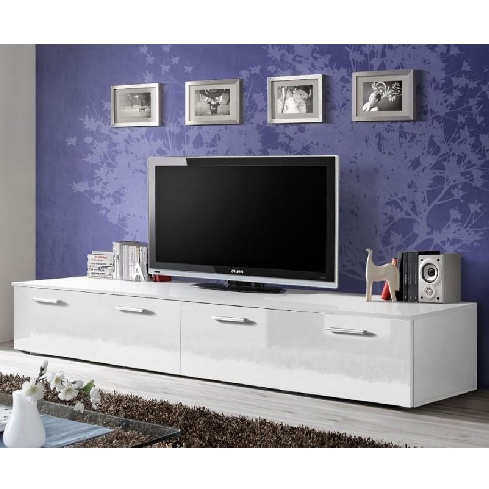 doswell high gloss tv stand with 2 doors in white