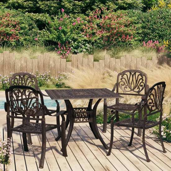 Product photograph of Dothan Cast Aluminium 5 Piece Bistro Set In Bronze from Furniture in Fashion