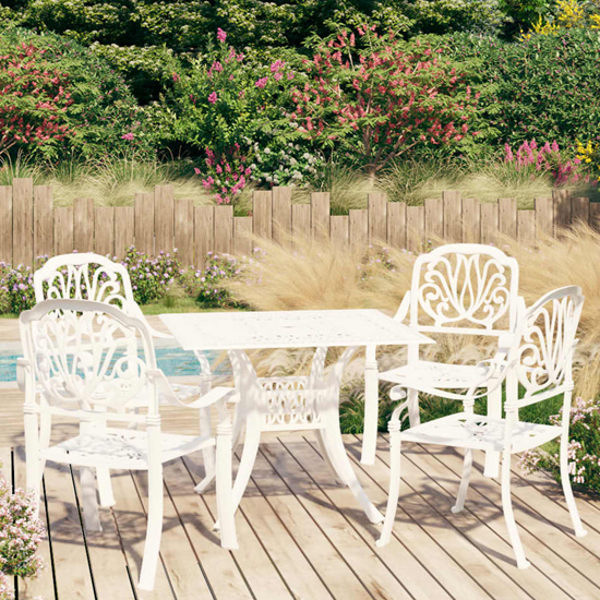 Product photograph of Dothan Cast Aluminium 5 Piece Bistro Set In White from Furniture in Fashion