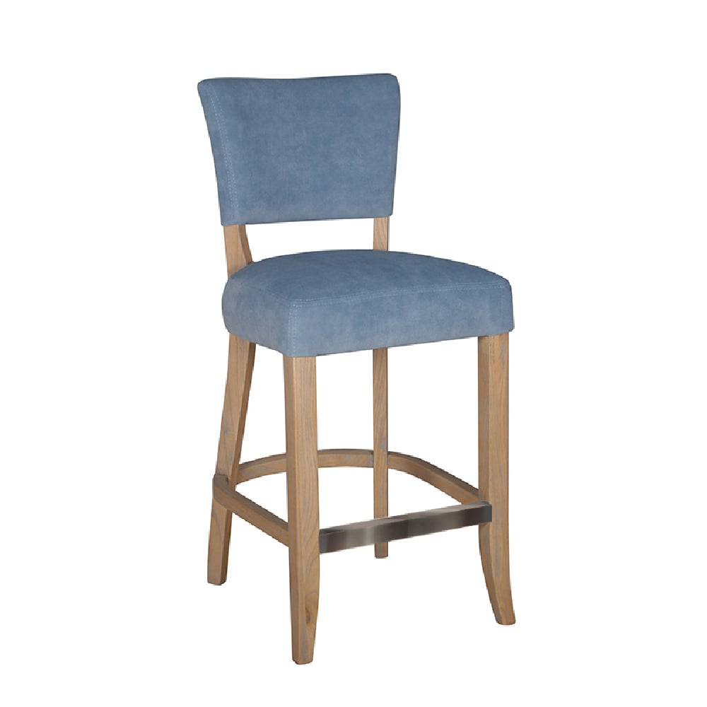 Read more about Dothan velvet bar chair with oak legs in blue