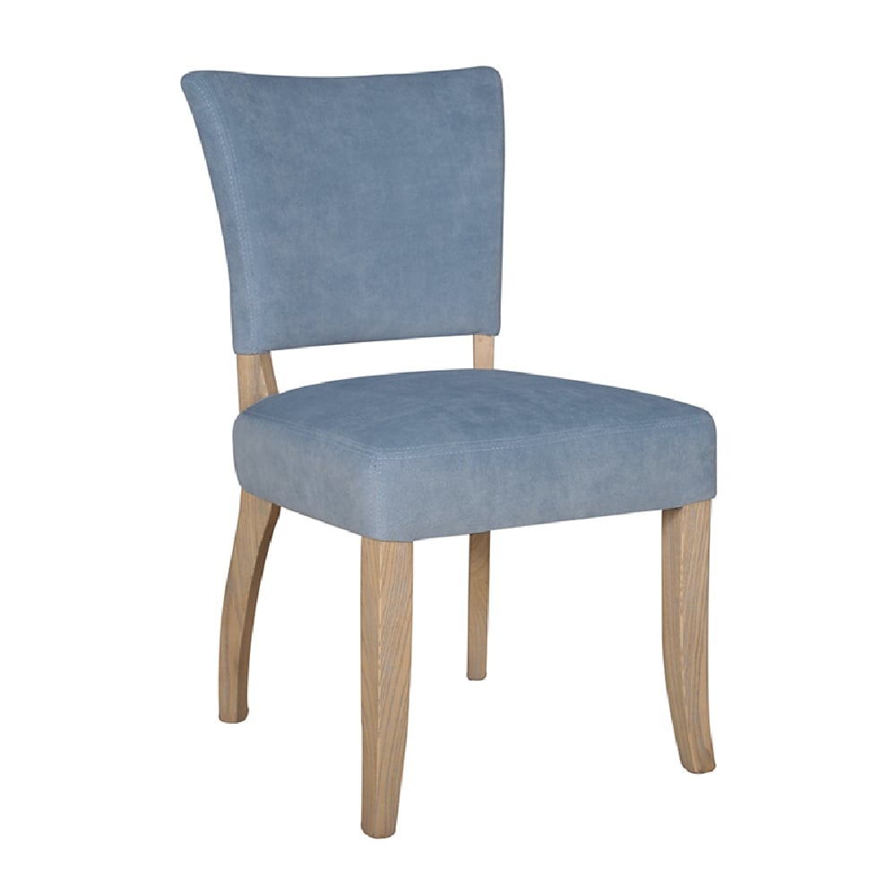 dothan velvet dining chair with oak legs in blue