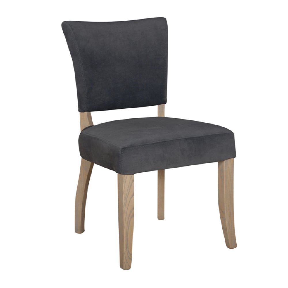 dothan velvet dining chair with oak legs in dark grey