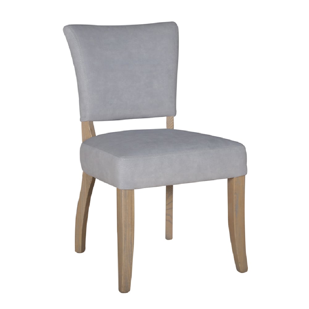 dothan velvet dining chair with oak legs in light grey