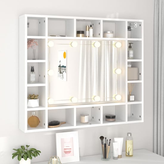 Product photograph of Dublin Wooden Dressing Mirrored Cabinet In White With Led from Furniture in Fashion