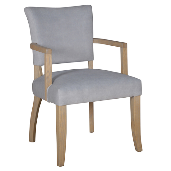 Read more about Dukes velvet armchair with wooden frame in light grey