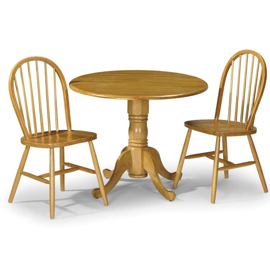 Product photograph of Damara Round Honey Wooden Dining Table With 2 Chairs from Furniture in Fashion