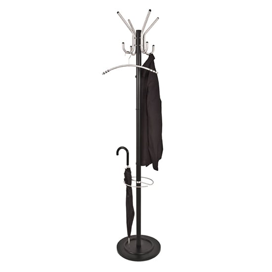 Product photograph of Dunn Metal Coat Stand With Umbrella Stand In Matt Black from Furniture in Fashion
