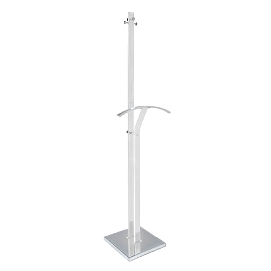 Read more about Dunn metal coat stand with valet stand in white high gloss