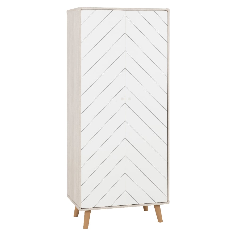 davis wooden wardrobe with 2 doors in dusty grey and white