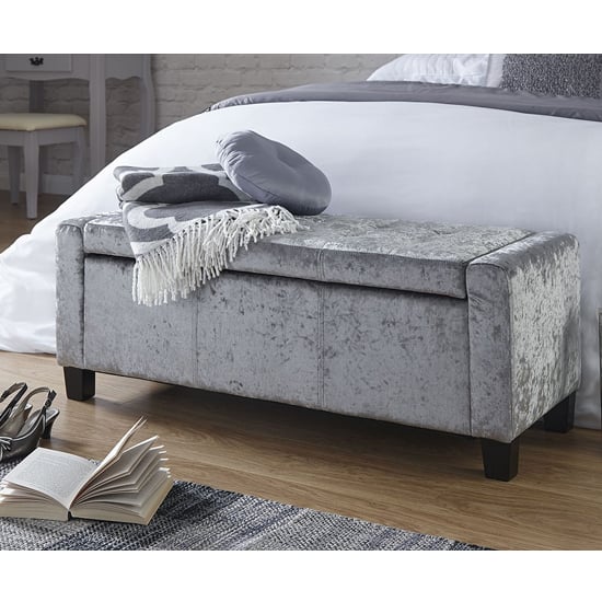 Read more about Ventnor crushed velvet ottoman storage blanket box in grey