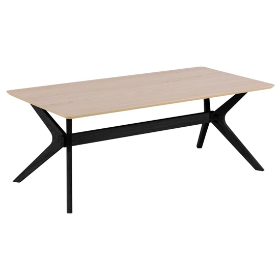 Product photograph of Durant Rectangular Wooden Coffee Table In Oak With Black Legs from Furniture in Fashion