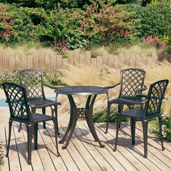 Product photograph of Durham Cast Aluminium 5 Piece Bistro Set In Black from Furniture in Fashion