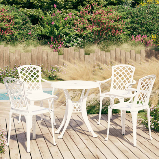 Product photograph of Durham Cast Aluminium 5 Piece Bistro Set In White from Furniture in Fashion