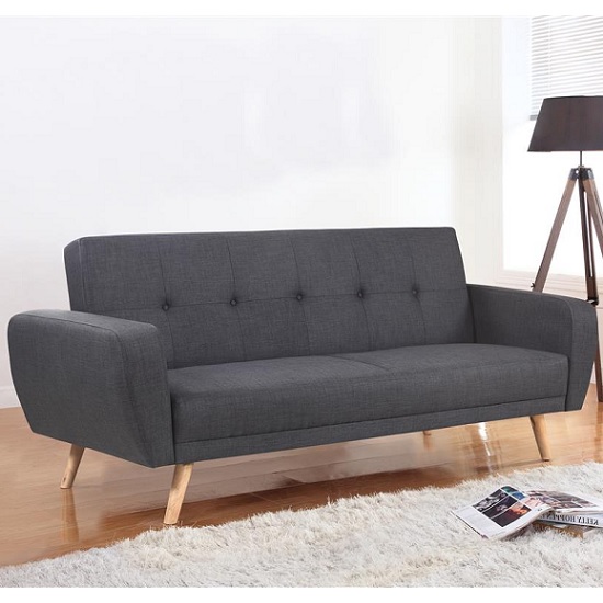 Product photograph of Durham Fabric Sofa Bed Large In Grey With Wooden Legs from Furniture in Fashion