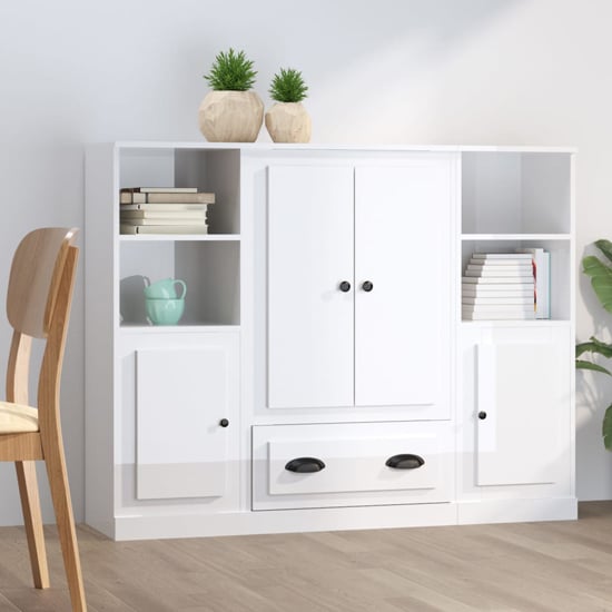 Read more about Dylan high gloss highboard with 4 doors 2 drawers in white