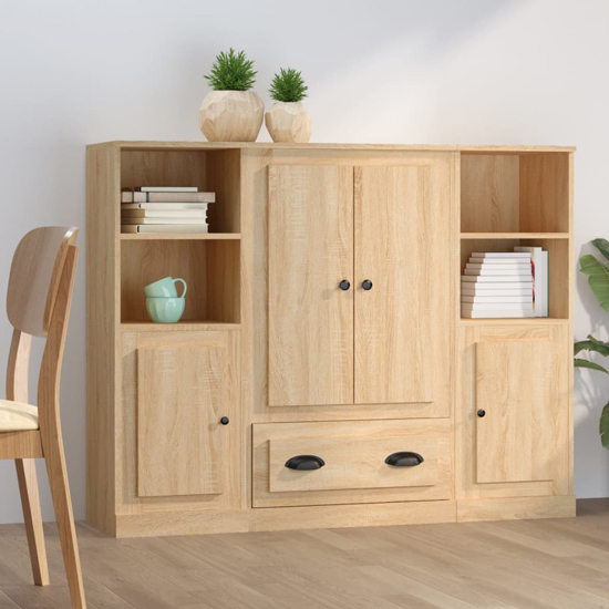 Read more about Dylan wooden highboard with 4 doors 2 drawers in sonoma oak