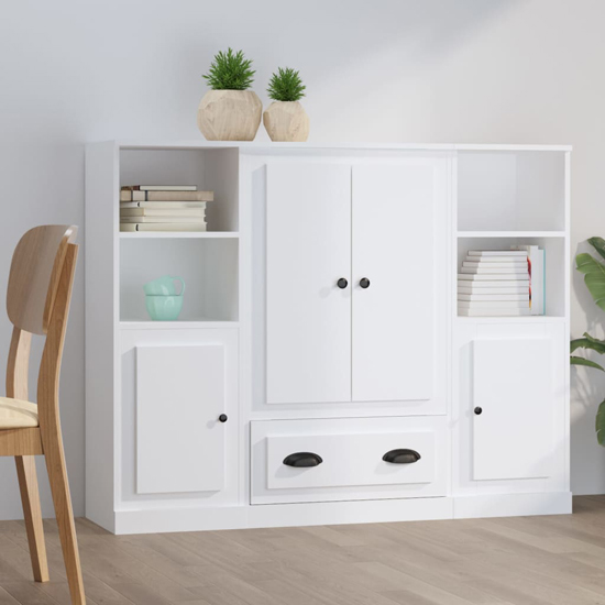 Read more about Dylan wooden highboard with 4 doors 2 drawers in white