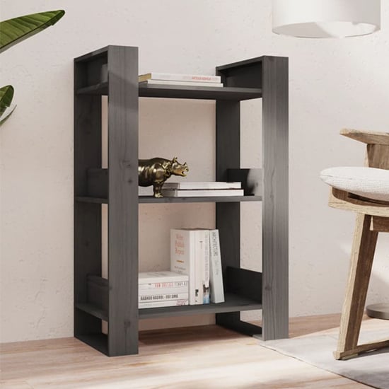 Read more about Dylon pine wood bookcase and room divider in grey