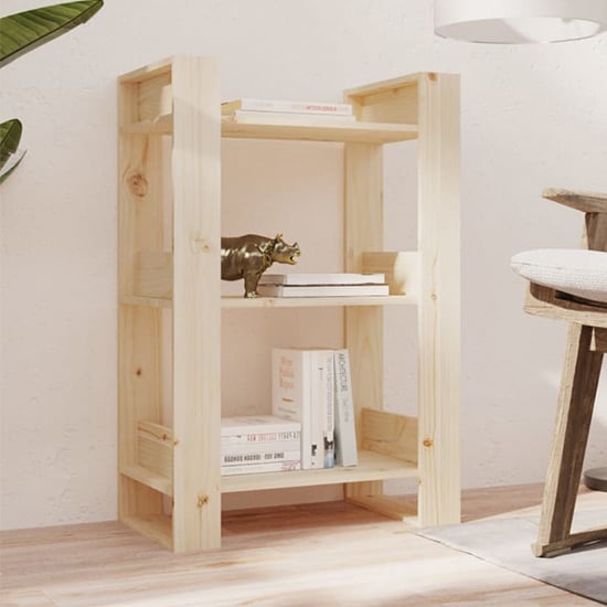 Product photograph of Dylon Pine Wood Bookcase And Room Divider In Natural from Furniture in Fashion