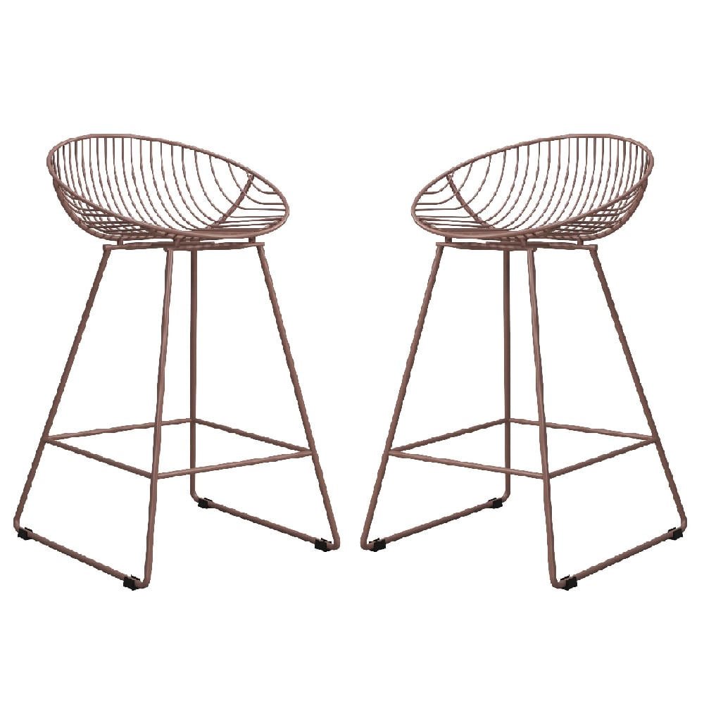 eastlake blush pink metal bar chairs in pair