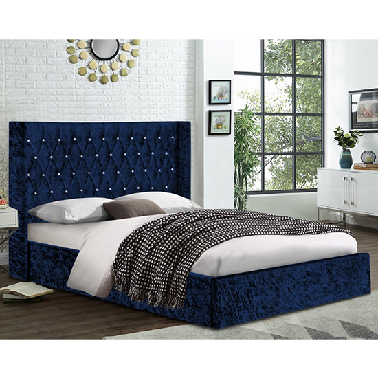 Read more about Eastlake crushed velvet super king size bed in blue