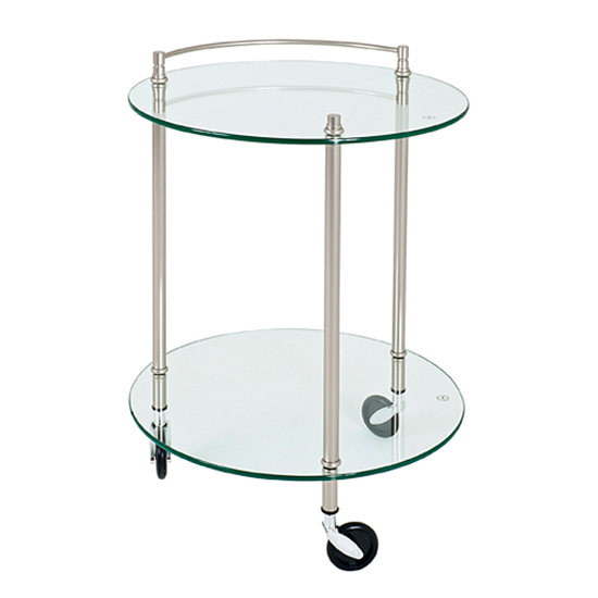 Read more about Eauclaire round glass shelves serving trolley in stainless steel look