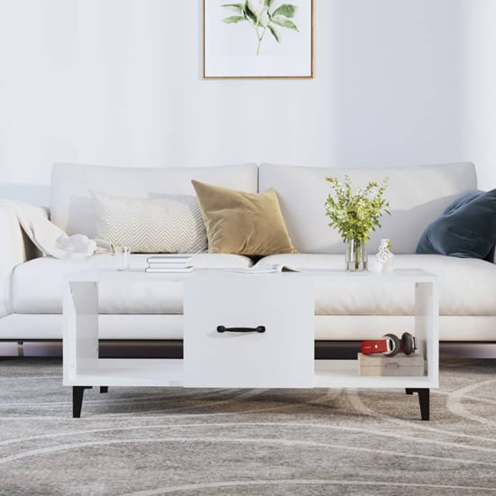 Product photograph of Ebco High Gloss Coffee Table With 1 Door In White from Furniture in Fashion