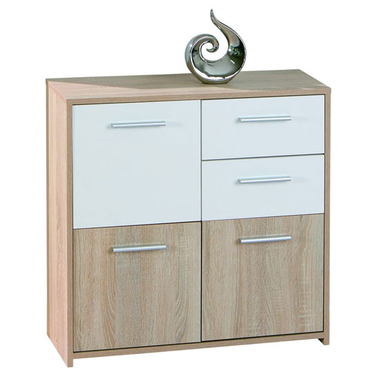 Eboli Wooden Dresser In Sonoma Oak With 3 Doors And 2 ...