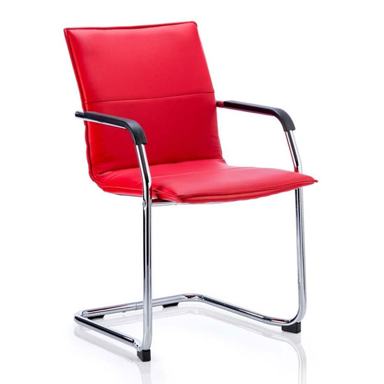 Read more about Echo leather cantilever office visitor chair in red with arms