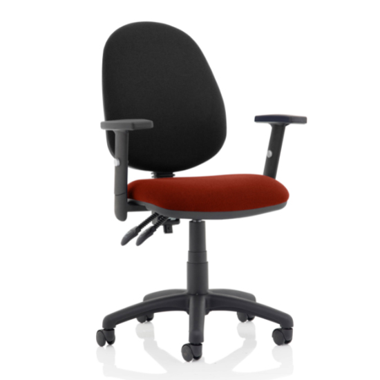 Product photograph of Eclipse Ii Black Back Office Chair In Chilli And Adjustable Arms from Furniture in Fashion