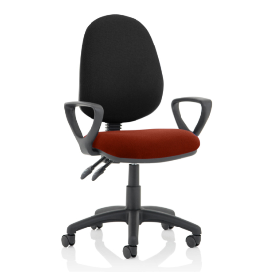 Read more about Eclipse ii black back office chair in chilli with loop arms