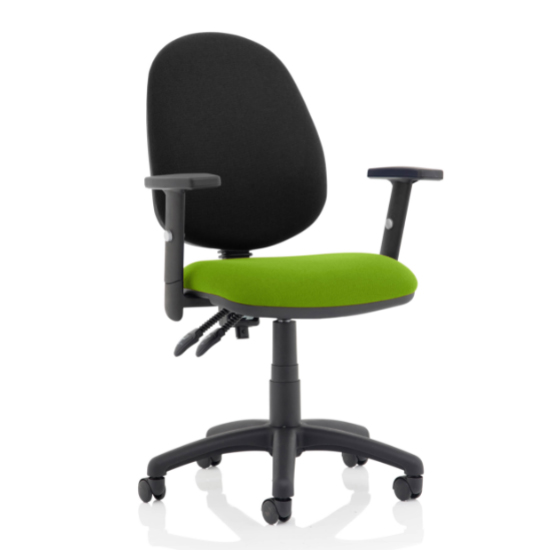 Read more about Eclipse ii black back office chair in green and adjustable arms