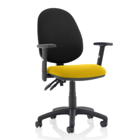 Read more about Eclipse ii black back office chair in yellow and adjustable arms